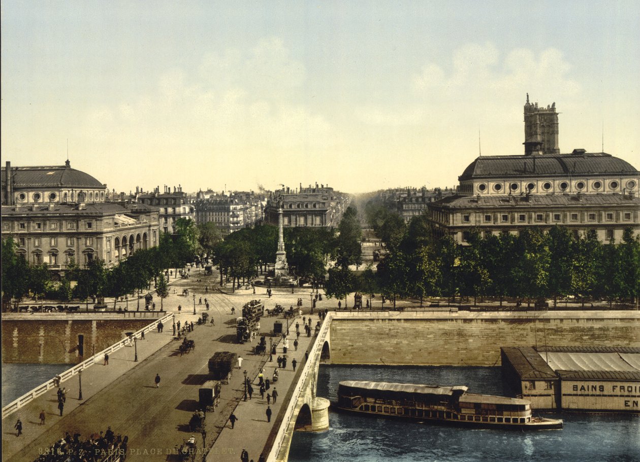 Place du Chatelet, Paris, ca. 1890-1900 (fotokrom) af Detroit Publishing Co.