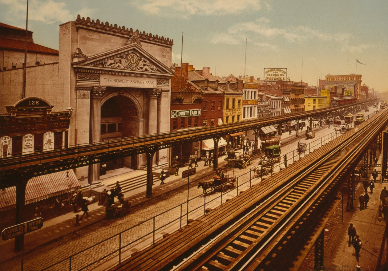The Bowery, New York City, ca. 1900 (fotokrom) af Detroit Publishing Co.