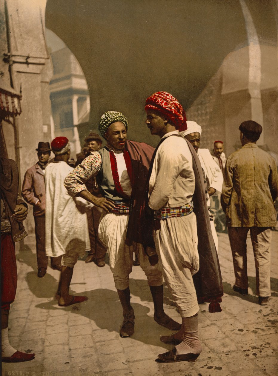 Turbannede mænd i Tunis, ca. 1899 (fotokrom) af Detroit Publishing Co.