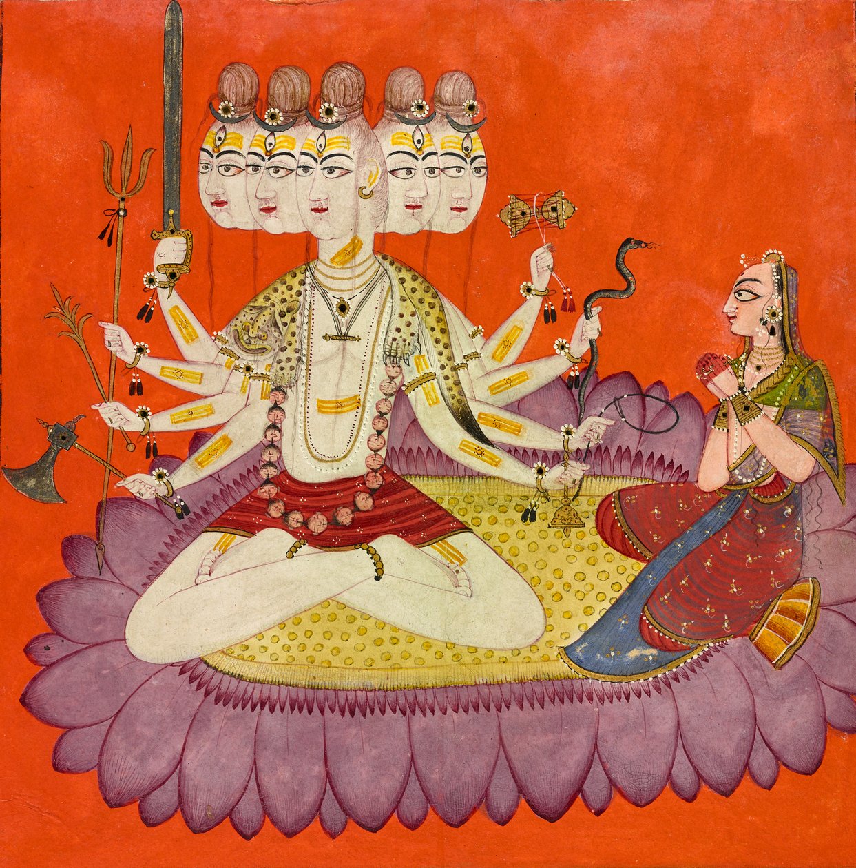 Sadashiva tilbedt af Parvati af Devidasa
