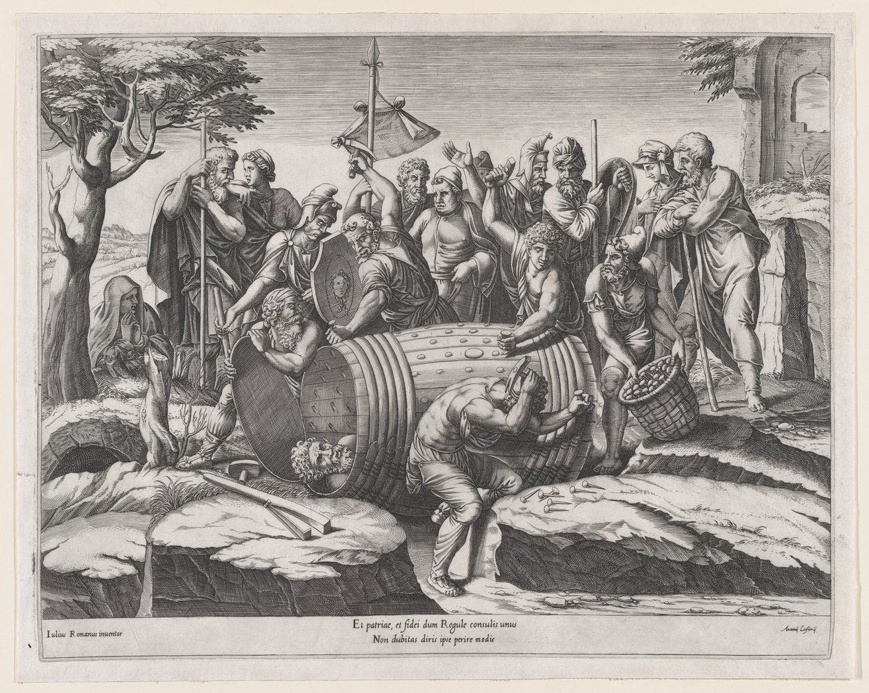 Mirror of Roman Magnificence: Marcus Atilius Regulus in a Barrel, slutningen af ​​det 16. århundrede af Diana Mantuana