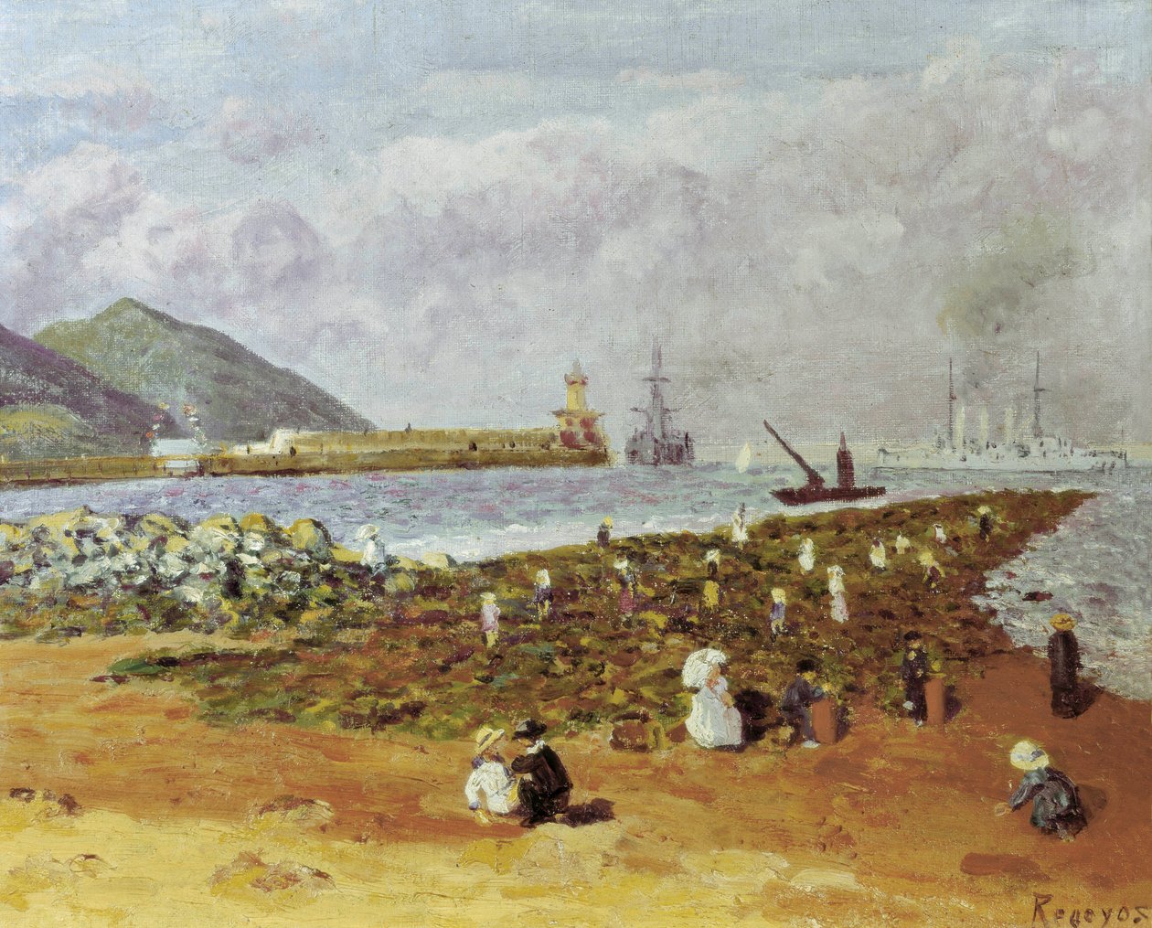 La escollera (Bryderen eller bølgebryderen). Maleri af Dario de Regoyos (1875-1913). Olie på lærred. Spansk impressionisme. Monistrol Museum of Montserrat i Barcelona. af Diario or Dario de Regoyos y Valdes
