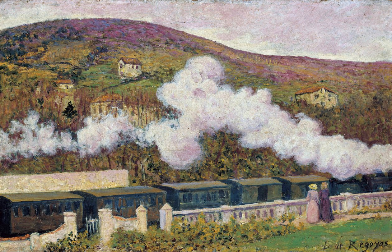 Togets passage - Regoyos y Valdes, Dario de (1857-1913) - 1902 - Olie på træ - 35x55 - Museo Carmen Thyssen, Malaga af Diario or Dario de Regoyos y Valdes