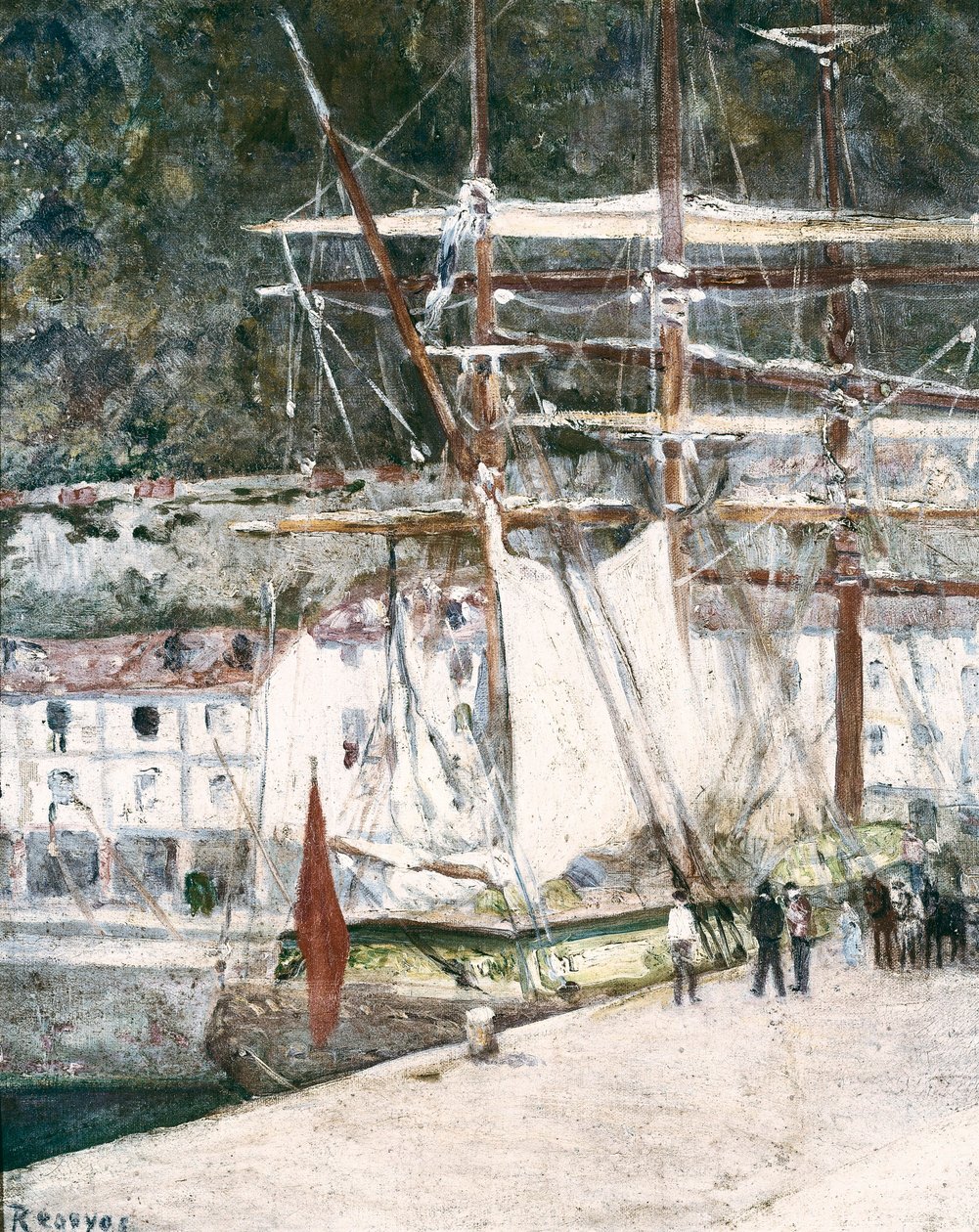 "" Udsigt over havnen i San Sebastian (San Sebastian, San Sebastian) i Spanien "" Maleri af Dario de Regoyos (1875-1913) San Sebastian. San Telmo kommunale museum af Diario or Dario de Regoyos y Valdes