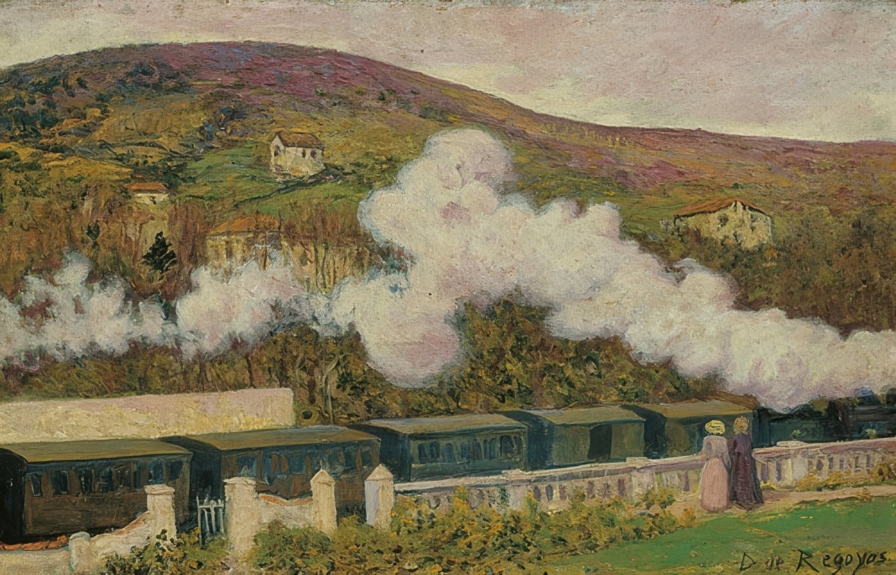 Et tog kører forbi. 1902 af Diario or Dario de Regoyos y Valdes