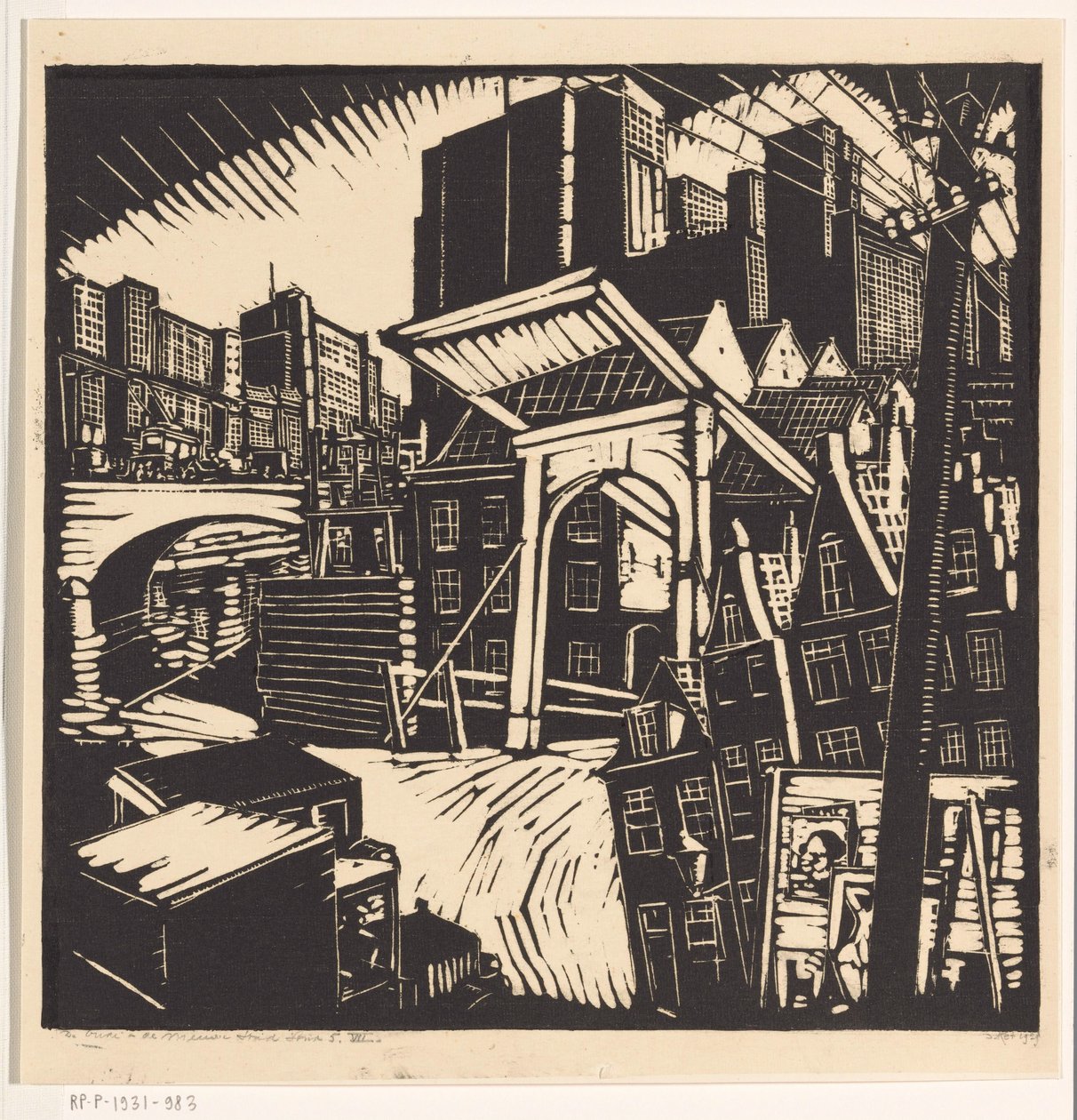 Den gamle og den nye by (original titel på objektet) af Dick Ket (signed by artist)
