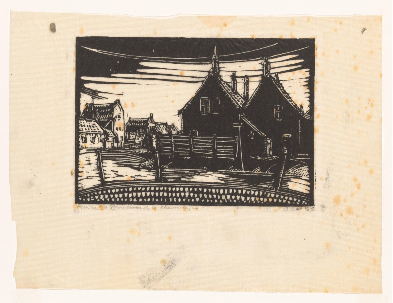 Huse på boulevarden i Scheveningen (titel på objekt) af Dick Ket (signed by artist)