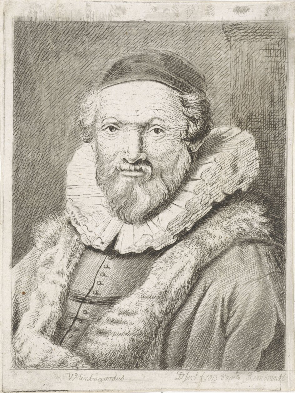 Portræt af Johannes Wtenbogaert Wtenbogardus (titel på objekt) af Diederik Jan Singendonck
