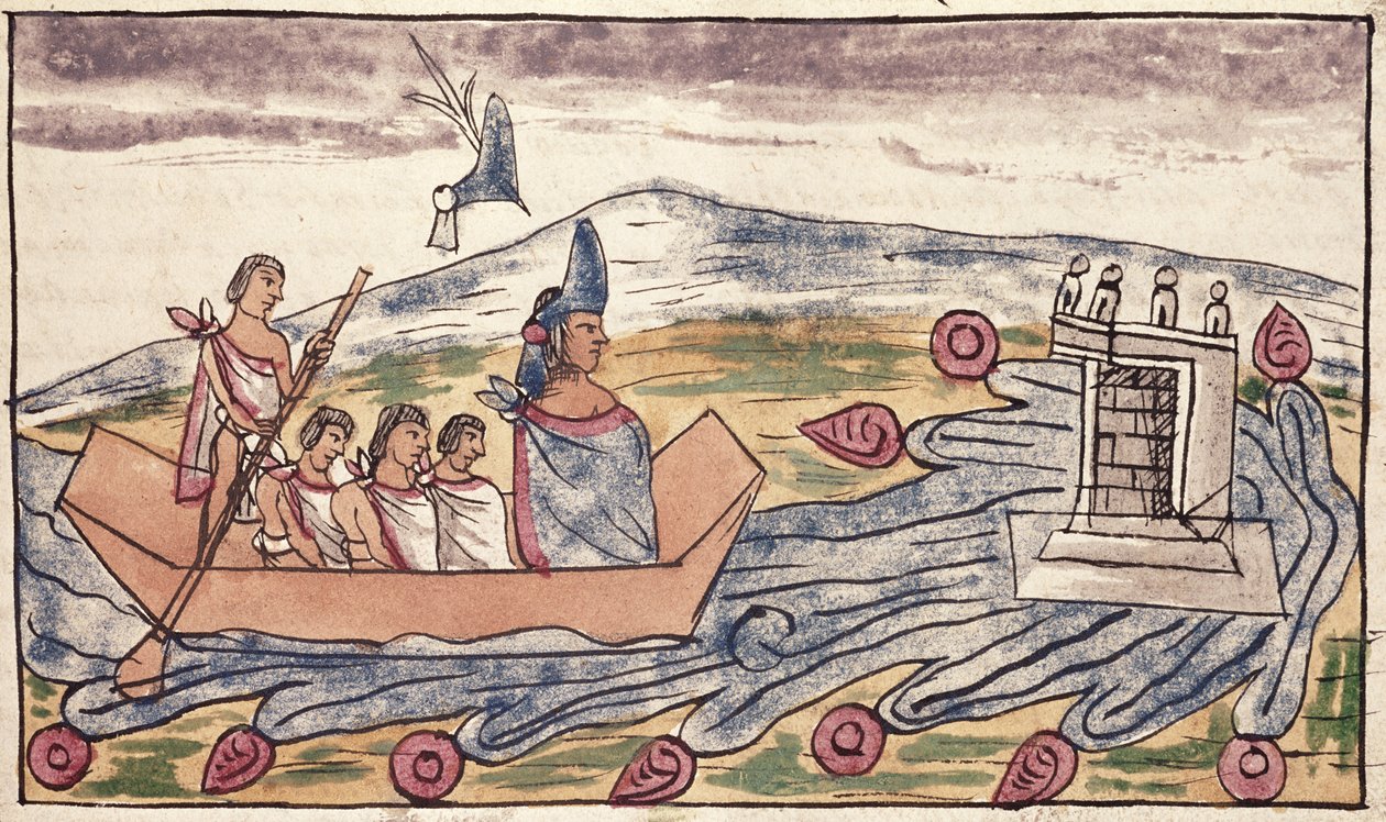 Fol. 192v Montezuma II (1466-1520) forlader hurtigt landet efter at have hørt om spaniernes landgang, 1579 af Diego Duran