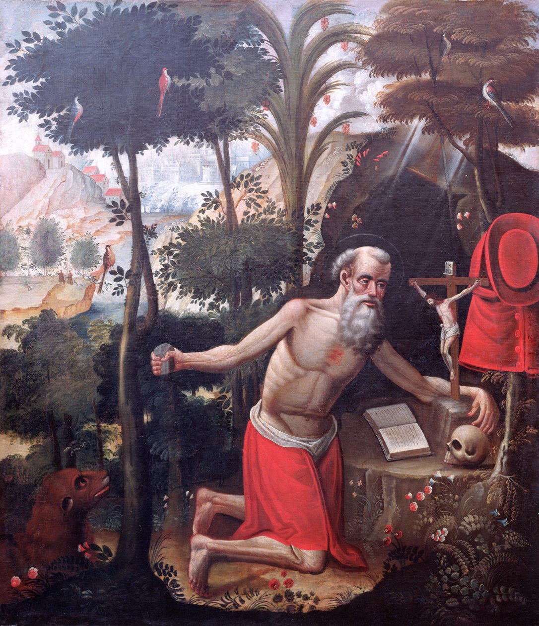 Sankt Hieronymus af Diego Quispe Tito