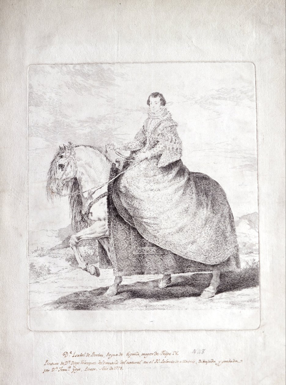 Isabel de Borbon, dronning af Spanien, til hest af Diego Velázquez