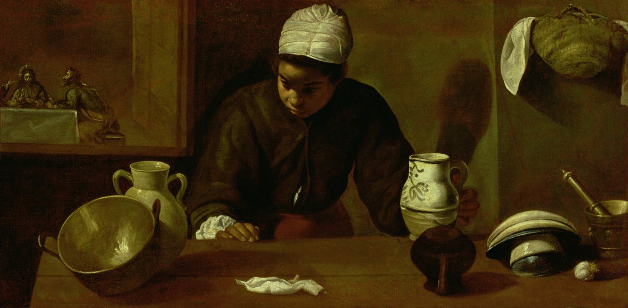 Køkkenpige med nadveren i Emmaus, c.1618 af Diego Velázquez