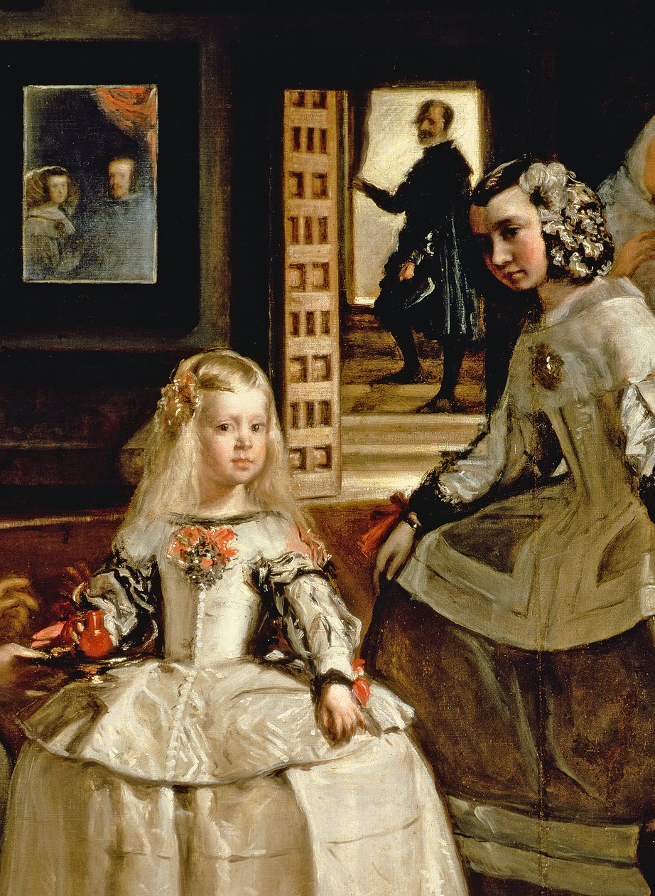 Las Meninas, detalje af Infanta Margarita og hendes stuepige, 1656 (detalje af 405) af Diego Velázquez