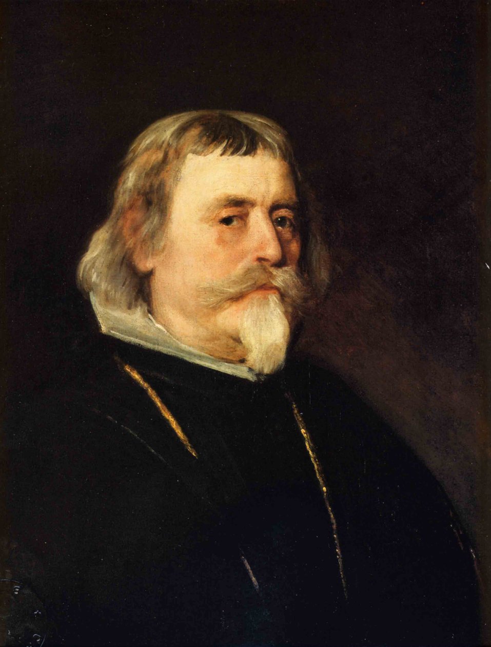 Portræt af en gammel herre med en guldkæde og ordrekors, detaljer af Diego Velázquez