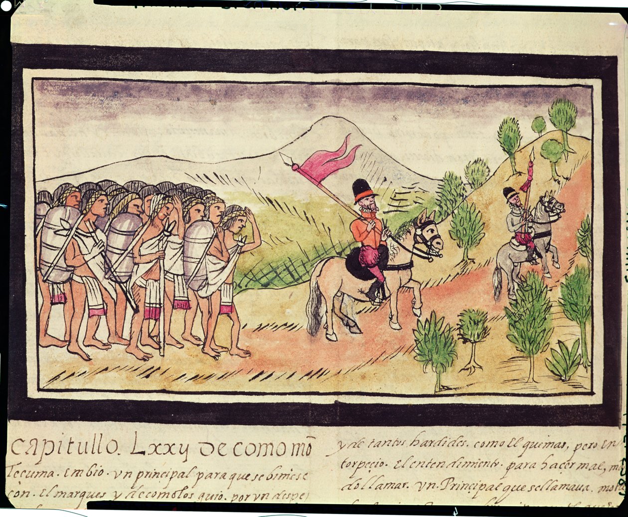 Fol.204v Totonac-indianerne hjælper conquistadorerne med at transportere materialer, 1579 af Diego Duran