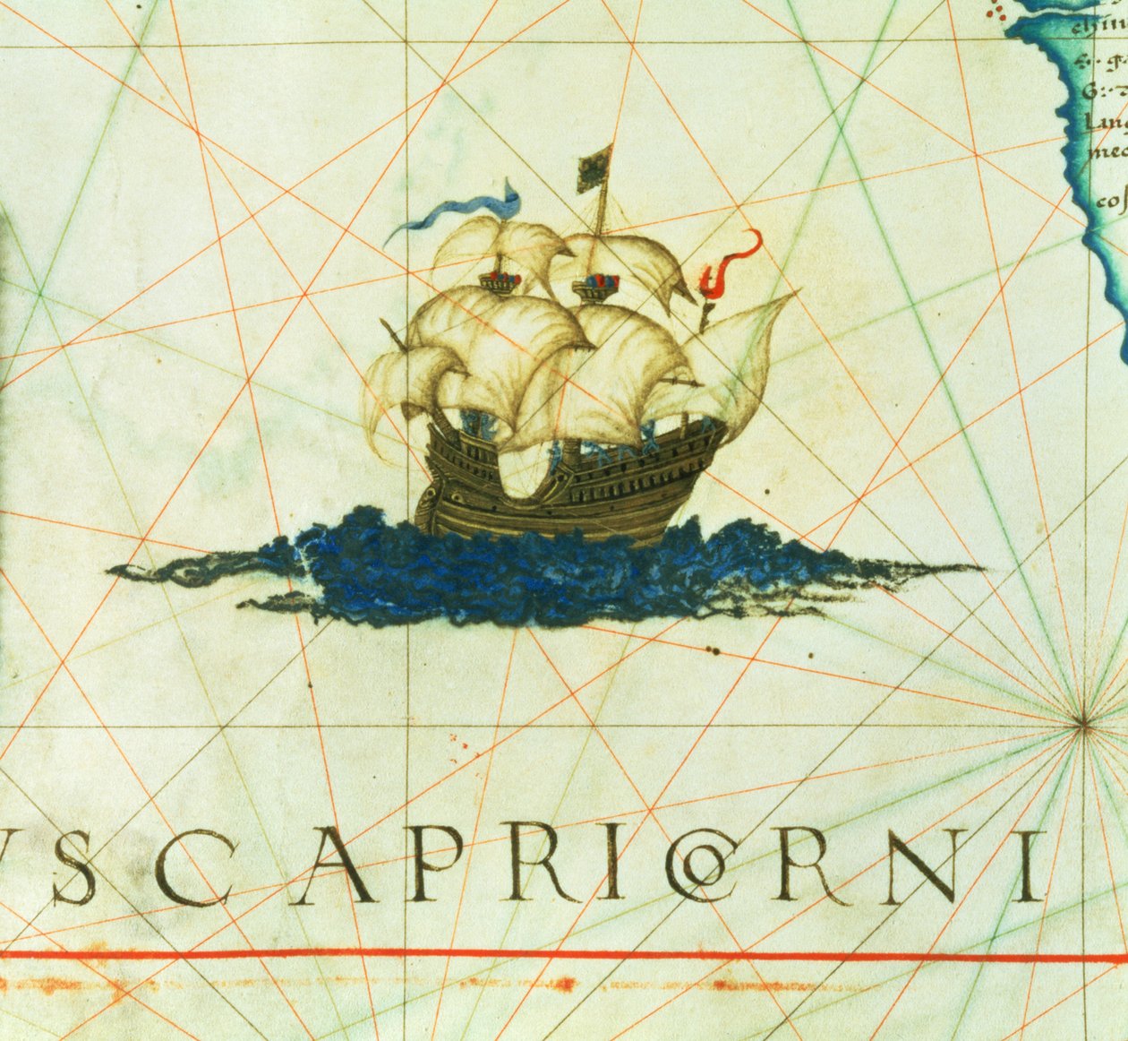 Tilføj 5415A f.11 Galleon i fuld sejl, detalje fra "Opus Geographicum" af Diego Homem