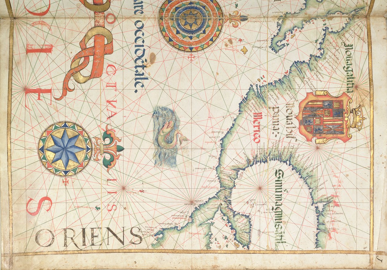 Mexico og Mellemamerika, detalje fra et verdensatlas, 1565 af Diego Homem