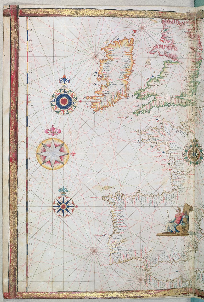 De britiske øer og Iberia, detalje fra et verdensatlas, 1565 af Diego Homem