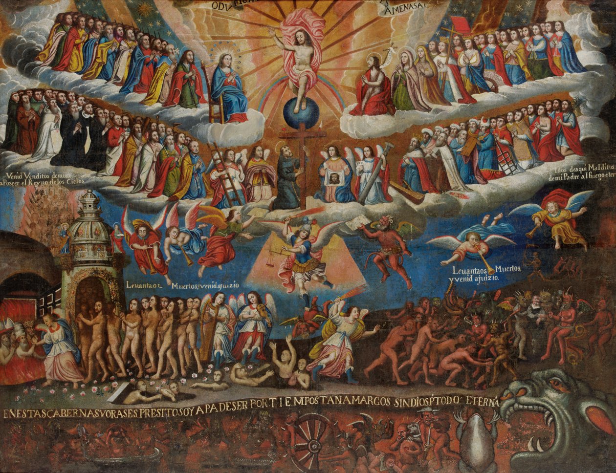 The Last Judgement, Cuzco School, slutningen af det 17. århundrede af Diego Quispe Tito