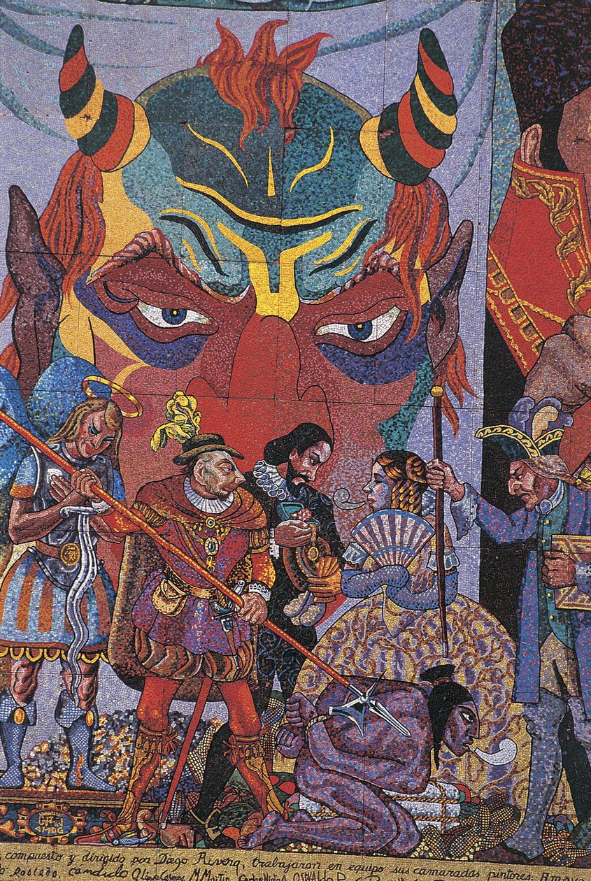 Nærbillede af et maleri, Insurgentes-teatret, Mexico City, Mexico af Diego Rivera