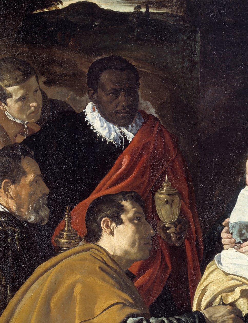 Tilbedelse af Magi. Detalje af de vise kongers hoveder. Maleri af Diego Velasquez (1599-1660) af Diego Velázquez