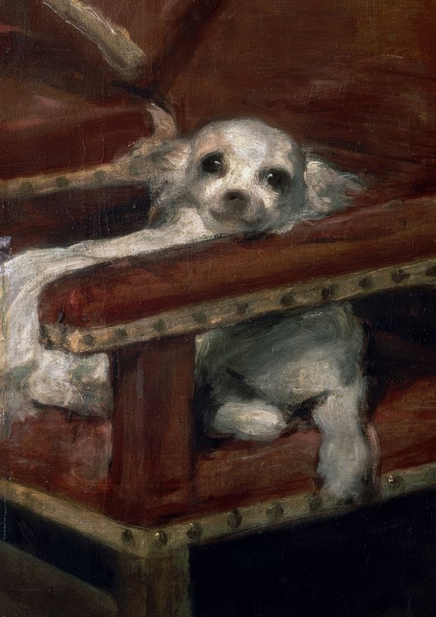 Spædbarn Philipp Prosper / Detalje: lille hund af Diego Velázquez