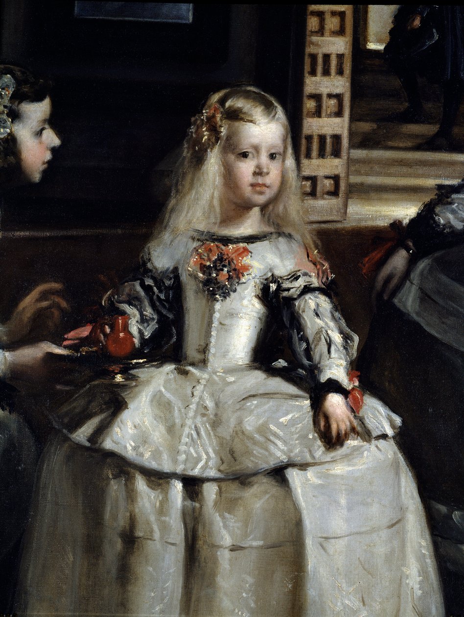 Las Meninas, Detalje : Margarita Teresa omgivet af tjenere og hofdværge af Diego Rodriguez de Silva y Velazquez