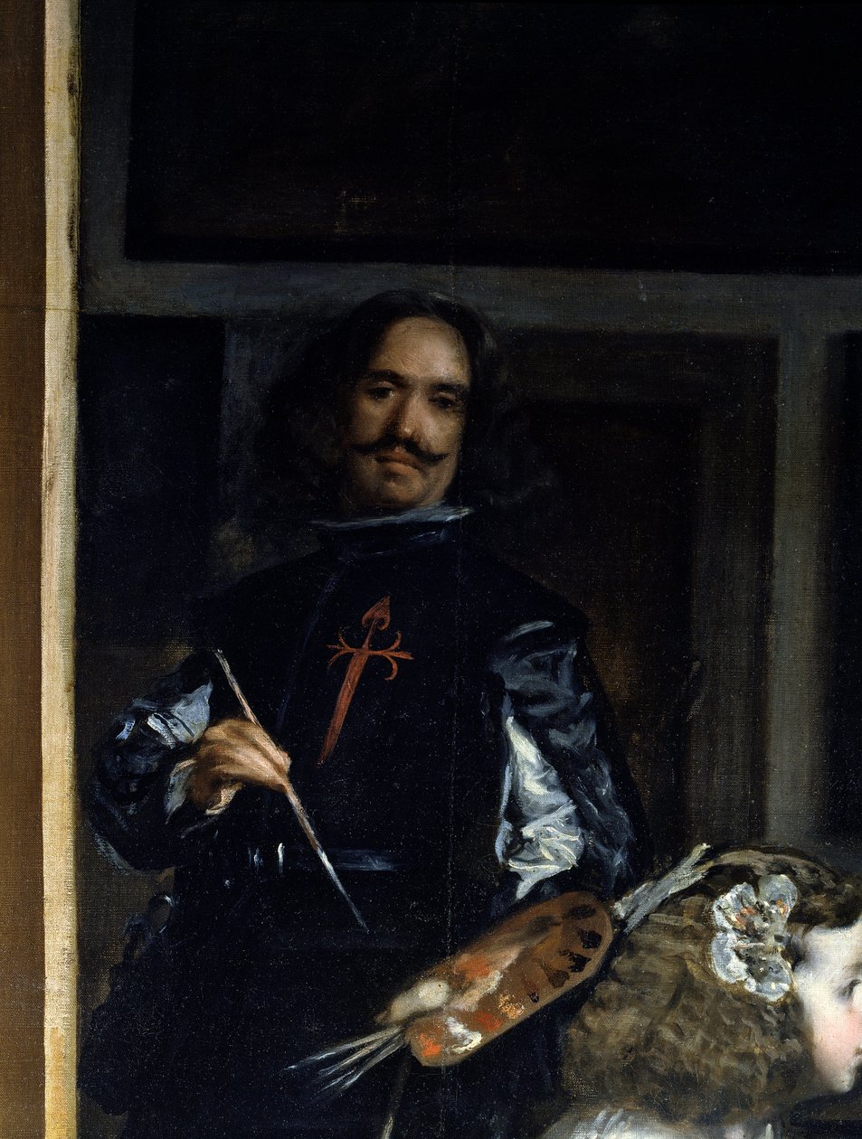 Las Meninas. Detalje: selvportræt af maleren foran sit staffeli af Diego Rodriguez de Silva y Velazquez