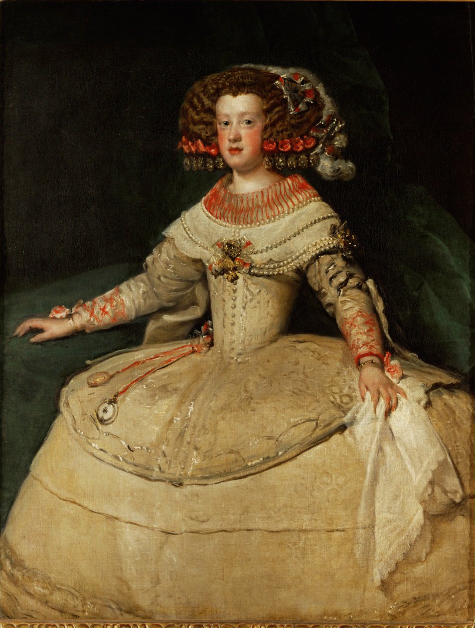 Maria Teresa, Infanta, datter af kong Philip IV af Spanien og hans kone Isabella, gift med Louis XIV af Frankrig ... (olie på lærred) af Diego Rodriguez de Silva y Velazquez