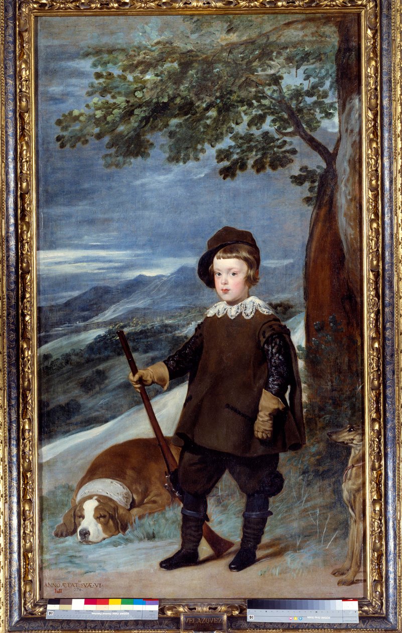 Portræt i jagtdragt af prins Baltasar Carlos af Spanien (1629-1646), søn af kong Philip IV. Maleri af Diego Velasquez (1599-1660) 1635 Søn. 1,91x1,03 m Madrid, Musee du Prado - Portræt af prins Baltasar Carlos af Spanien (1629-1646), kong Filip IV