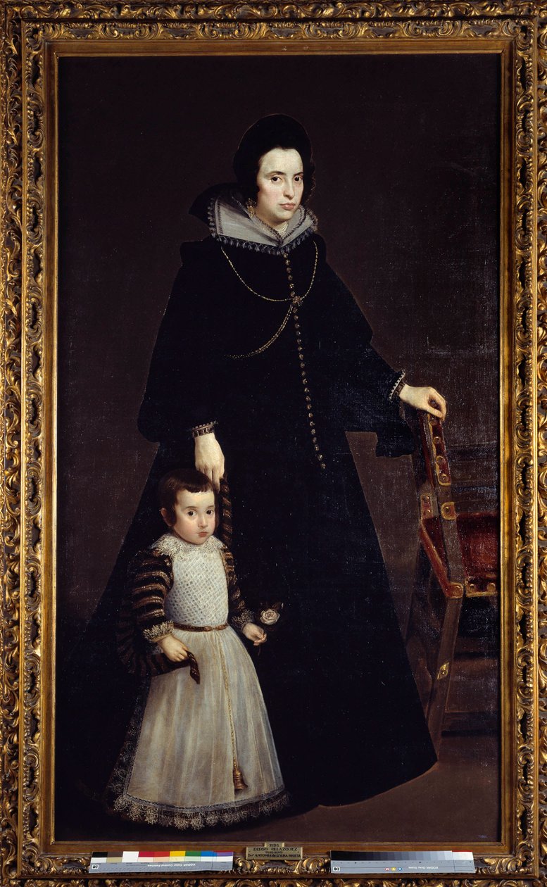 Portræt af Antonia de Ipenarrieta med sin søn Luis. Maleri af Diego Rodriguez de Silva y Velasquez (1599-1660) af Diego Velázquez