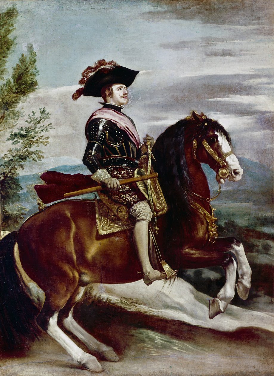 Portræt af Portræt af Philip IV til hest, ca. 1635 (olie på lærred) af Diego Rodriguez de Silva y Velazquez