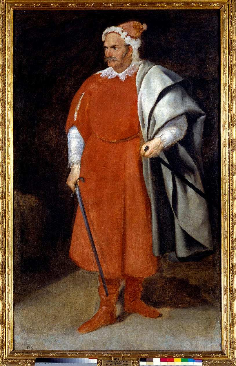 Portræt af Cristobal-narren fra Castaneda vetu på tyrkisk (Barbarroja eller rødt skæg, rød brabe). Maleri af Diego Rodriguez de Silva y Velasquez (1599-1660), v.1637-40. Olie på lærred. Mål: 1,98 X 1,21 m. Madrid, Musee Du Prado af Diego Velázquez