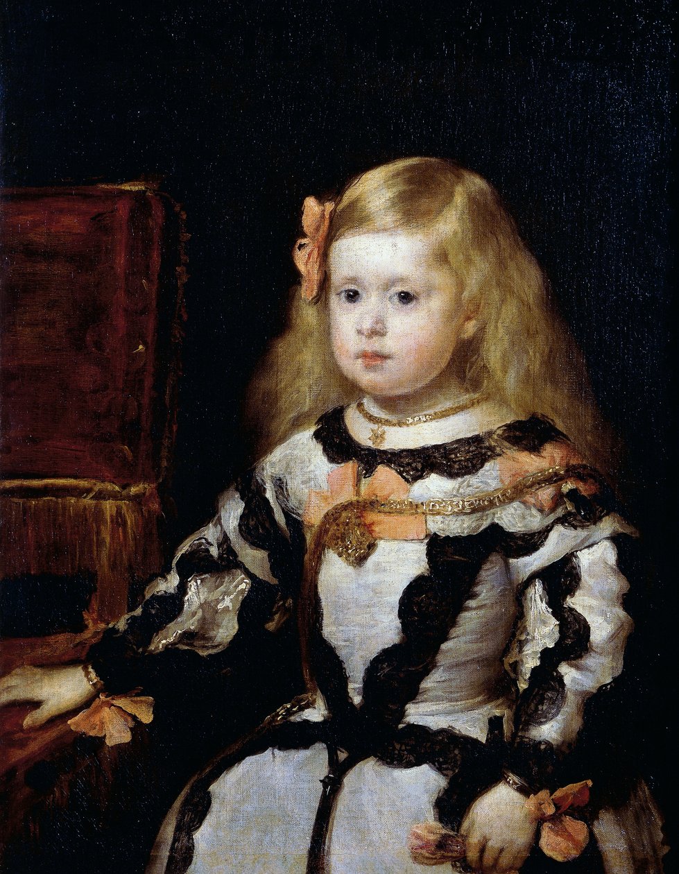 Portræt af Infanta Margarita (1651-1673) datter af kong Filip IV af Spanien og hans anden hustru Mariana af Østrig af Diego Velázquez