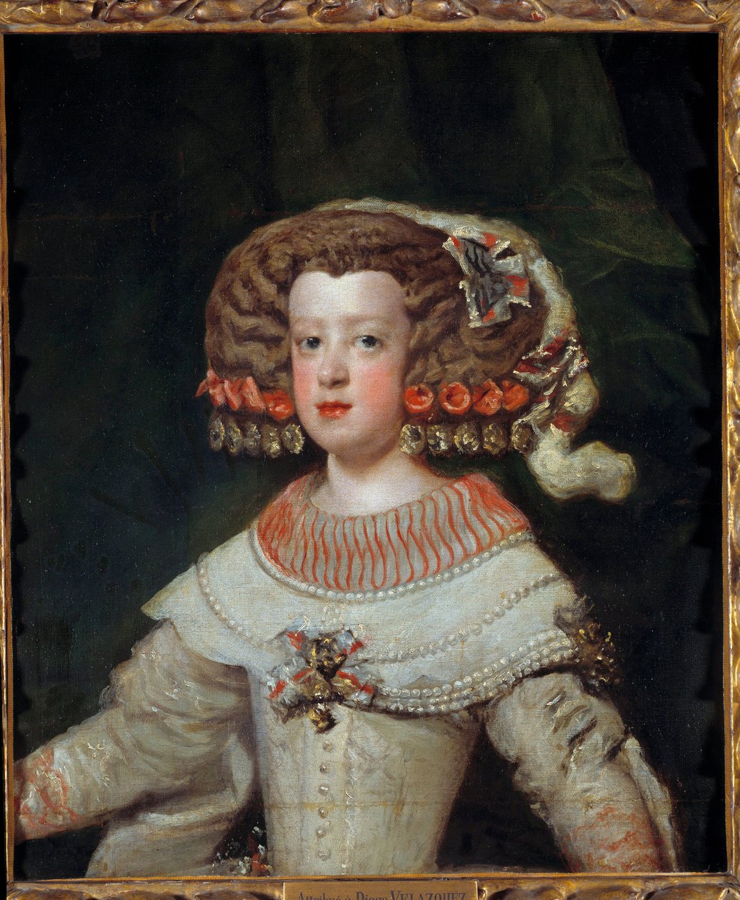 Portræt af Infante Marie Therese (1638-1683) fremtidige dronning af Frankrig Maleri af Diego Velasquez (1599-1660) 1600-tallet søn. 0,71x0,6 m - Portræt af Infanta Marie Therese (1638-1683), fremtidig dronning af Frankrig. Maleri af Diego Velasquez (1599-1 af Diego Velázquez