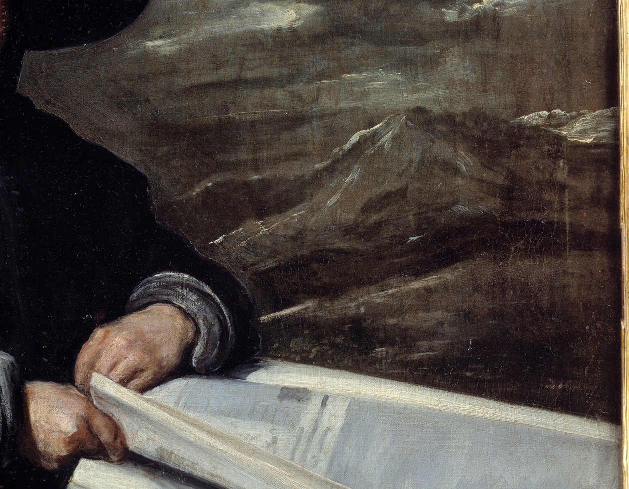 Portræt af narren Diego de Acedo siger fætter Detail. Maleri af Diego Rodriguez de Silva og Velasquez (1599-1660) af Diego Velázquez