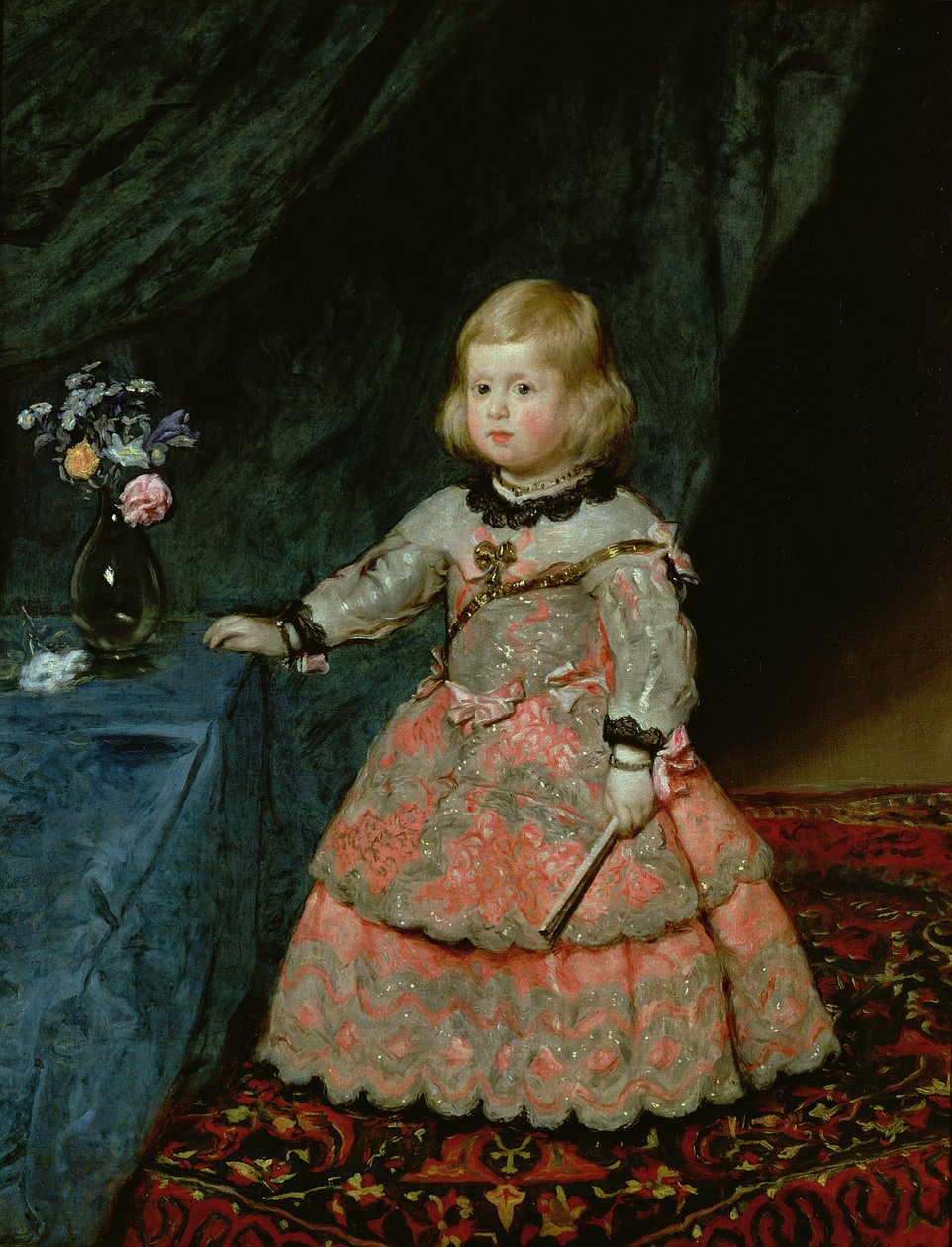 Infanta Margarita Teresa fra Spanien i en rød kjole af Diego Velázquez
