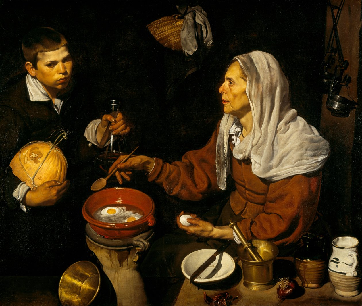 En gammel kvinde laver æg af Diego Velázquez