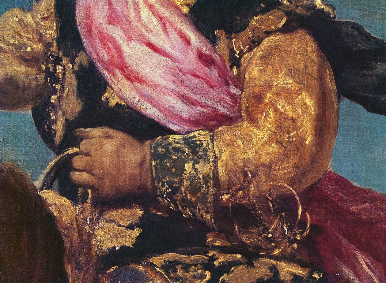 Detalje af prins Balthasar Carlos til hest, ca. 1635-36 (detalje af 835) af Diego Velázquez