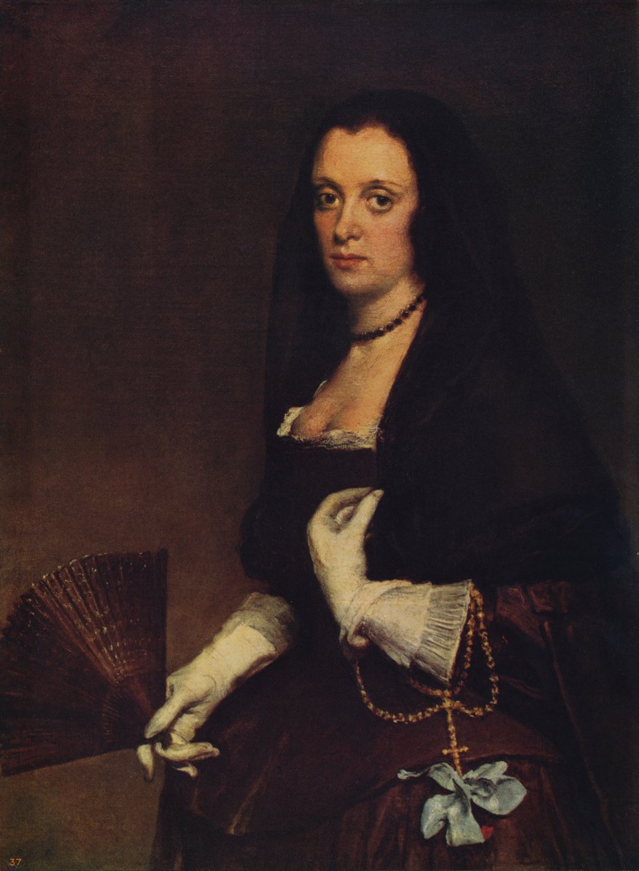Dame med en vifte, c1638-1639, c1915 af Diego Velázquez
