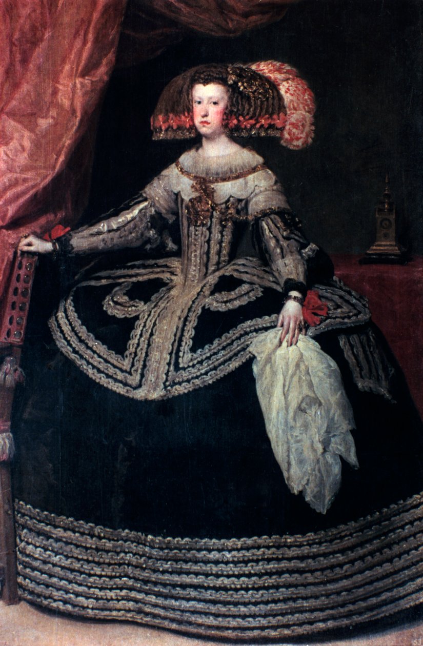 Dronning Doña Mariana af Østrig, c1652-1653. af Diego Velázquez