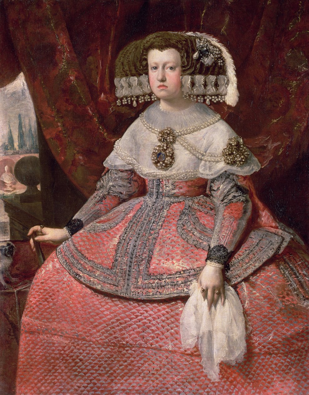 Dronning Maria Anna af Spanien i rød kjole, 1655-60 af Diego Velázquez