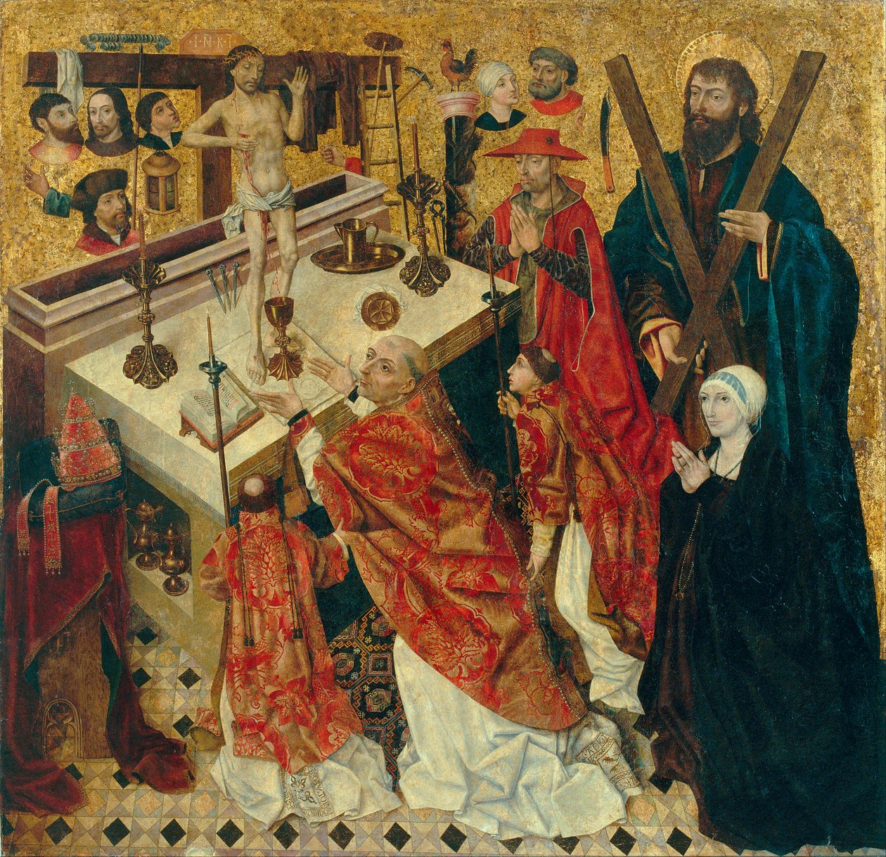 Messe de saint Gregoire - Sankt Gregor den Stores messe - Maleri af Diego de la Cruz (aktiv 1482-1500) - før 1480 - Olie på træ - 168x168 - Museu Nacional d