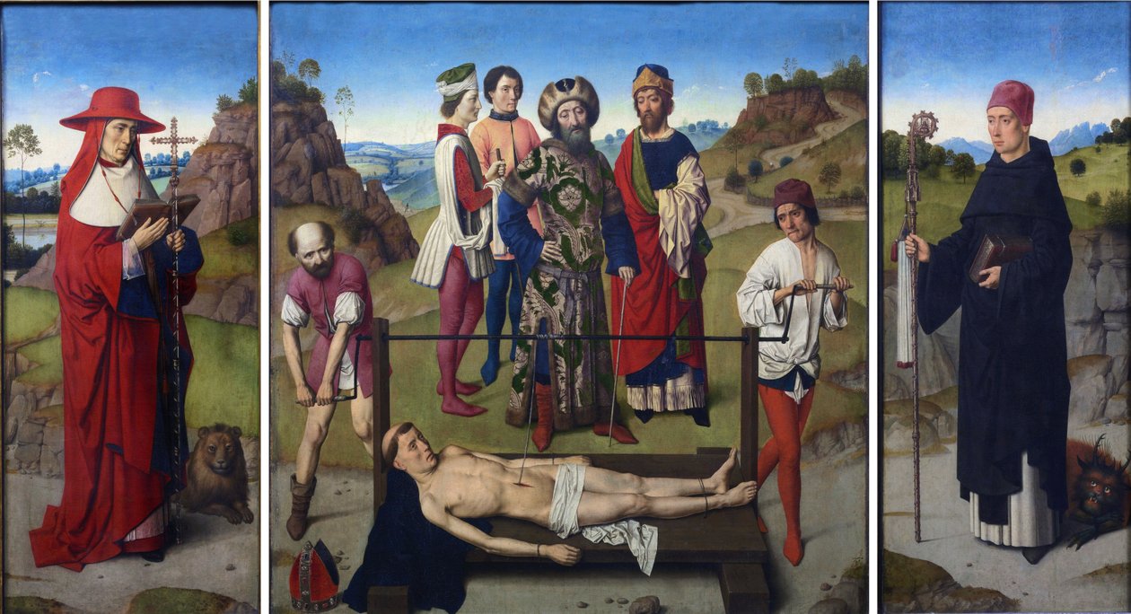 Hollandsk: Het martyrdom van de Saint Erasmus Tryptich of the martyrdom of Saint Erasmus af Dieric Bouts