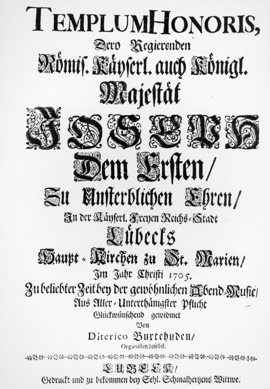Titelblad for Abendmusik, 1705 (tryk) af Dietrich Buxtehude