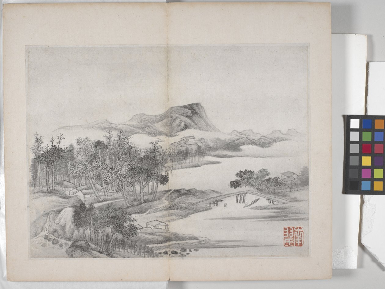Album Of Landscape Paintings (blæk på papir) af Ding Yunpeng
