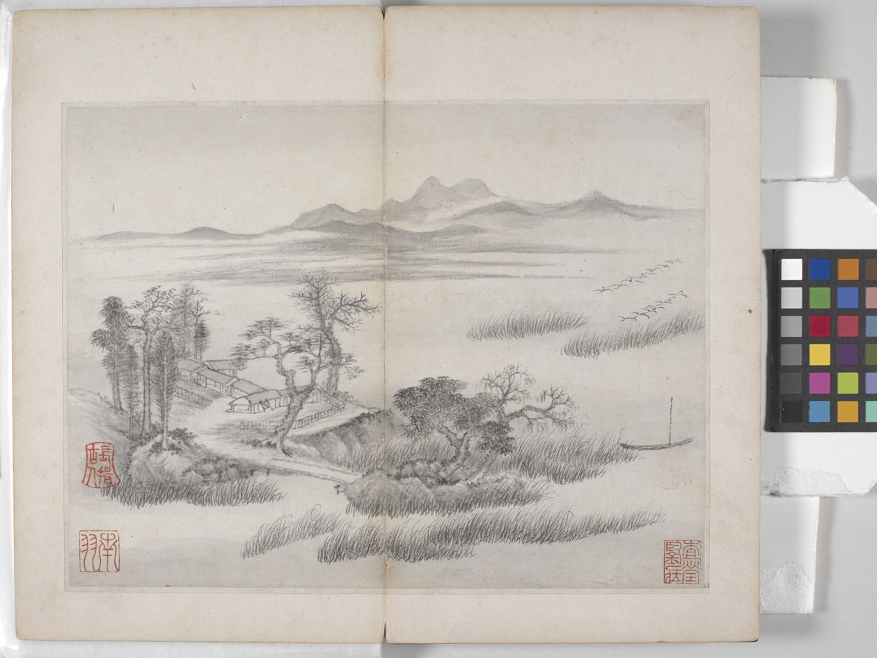 Album Of Landscape Paintings (blæk på papir) af Ding Yunpeng