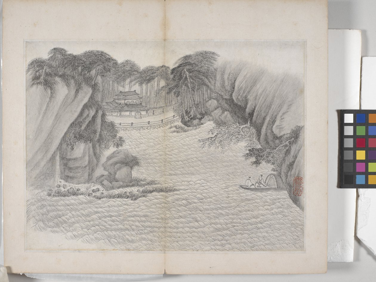 Album Of Landscape Paintings (blæk på papir) af Ding Yunpeng