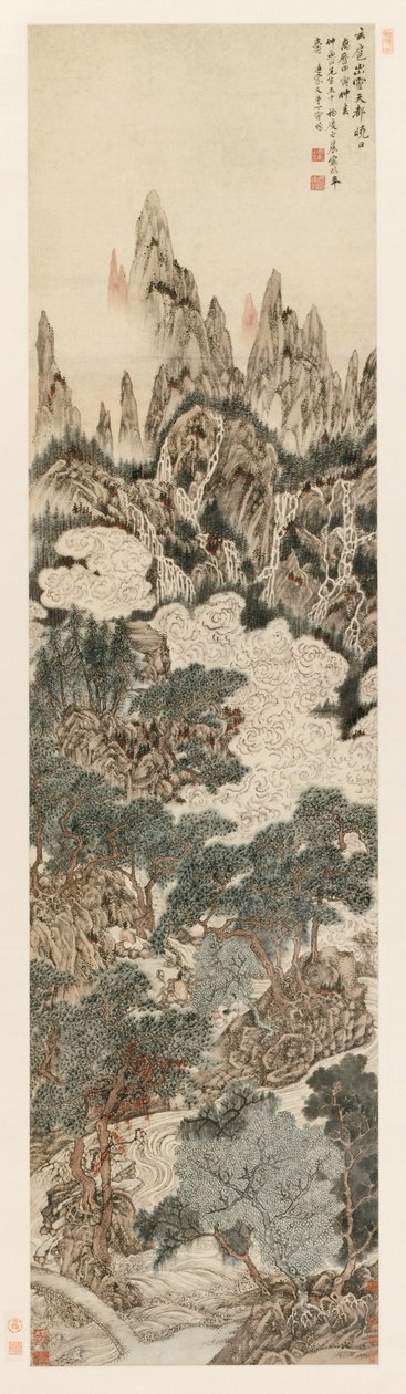 Morgensol over den himmelske citadelltop, 1614. af Ding Yunpeng