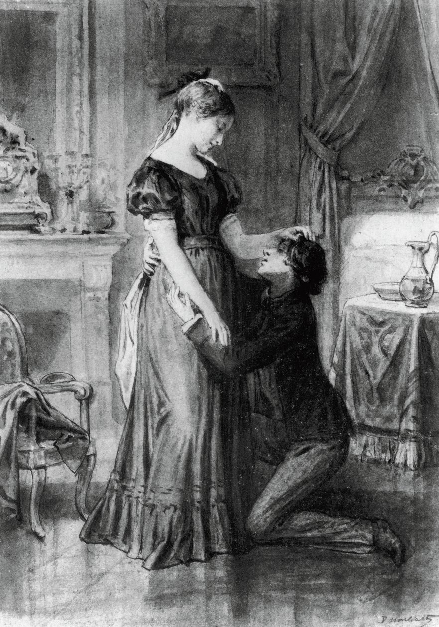 Illustration til Confession of Child of Century, roman af Alfred de Musset (1810-1857), gravering efter tegning af Diogene Ulyssee Napoleon Maillart (1840-1926) af Diogene Ulysse Napoleon Maillart